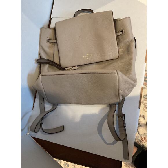 Kate Spade - The Leila Pebbled Leather Drawstring Backpack  -  taupe main image 6